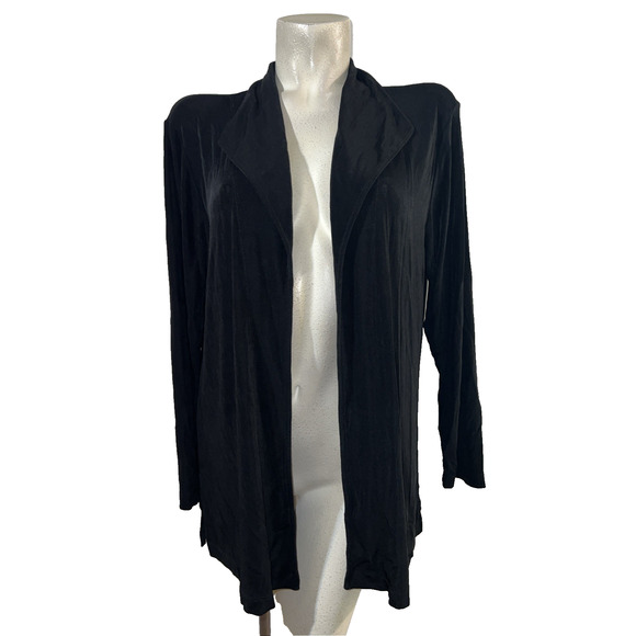 Chico’s travelers Jacket Size XL (3) Black Long Sleeve Open Slinky Cardigan - Picture 1 of 10